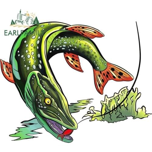 EARLFAMILY 13cm x 10.4cm for Fishing Fish Anime Car Stickers RV Motorcycle Decal Car Door Protector Sticker Waterproof Sunscreen