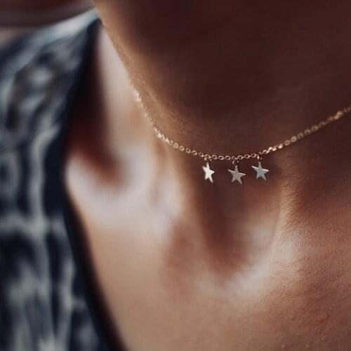 Gold Filled Star Pendants Boho Choker Necklace Handmade Jewelry Gold Bohemian Collier Femme Kolye Collares Collane Women Jewelry