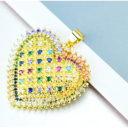 New Fashion Romantic 19 Types Heart Necklace Multi Color AAA Cubic Zircon Pendant Charm Party Wedding Gift Jewelry for Women