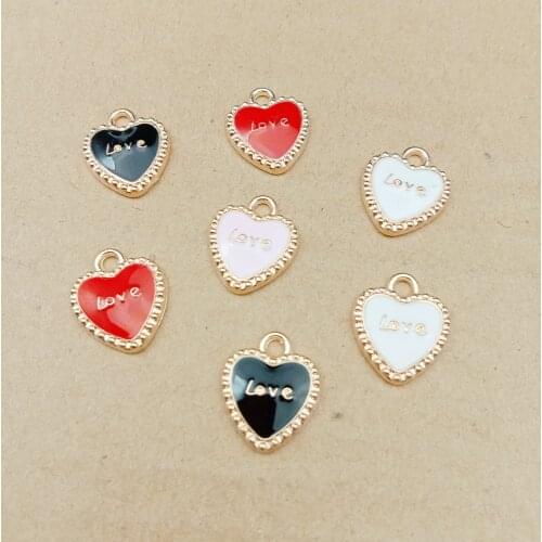 10pcs 13x16mm enamel heart charm Love charms earring charm for jewelry making fashion charm