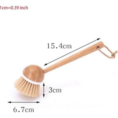W3JA Multifunction Cleaning Brush with Long Handle Pan Pot Dish Bowl Scrubber Wooden Washing Brushes Tools Kitchen Gadget