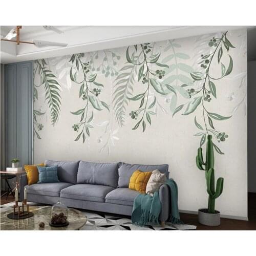 Nordic small fresh plant TV background wall decoration painting-Professional custom wallpaper