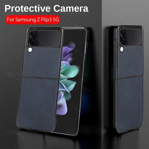 Foldable leather phone case for samsung galaxy z flip3 5G case cover for samsung z flip 3 zflip3 6.7'' shockproof coque fundas