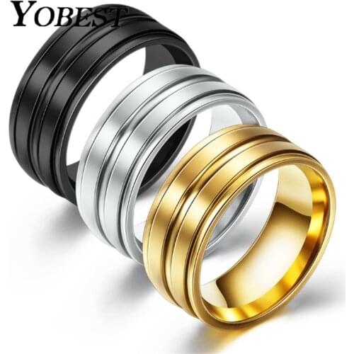 Yobest Stainless Steel Wedding Rings For Women Three Colors Trendy Fashion Jewelry For Men Women Party Jewelry Dropshipping