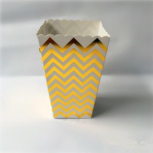 Wedding Birthday Baby Shower Movie Party Tableware Gold/Silver Paper Popcorn Boxes Pop Corn Bags Disposable Supplies 12 PCS/Set