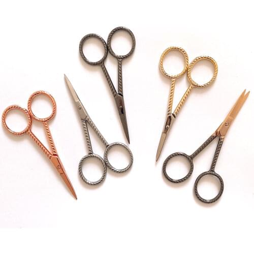 1Pcs 10cm Mini Vintage Scissors Extra Small Stainless Steel Embroidery Scissor Mustache Trimming Portable Shears Men Beard