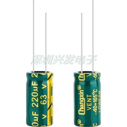 10PCS 63v220uf high frequency low resistance high temperature resistant plug-in electrolytic capacitor 10x20 size of 63v 220uf