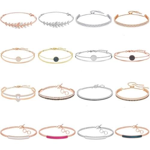 10 High Quality Swa Original Mix Series Double Row of Brick Double-layer Ring Deciduous Pear-shaped Water Color Crystal Bracelet