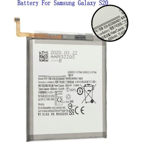 1x 4000mAh /15.44Wh EB-BG980ABY Battery For Samsung Galaxy S20 (Not For S20 Plus / S20 Ultra) Batteries + Repair tools kit