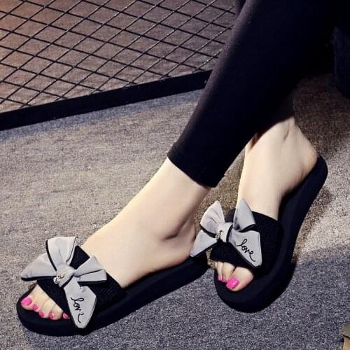 2018 sandalias mujer 33-42 big size sweet bow sandals women famous designer flip flops bohemian beach sandals ladies shoes