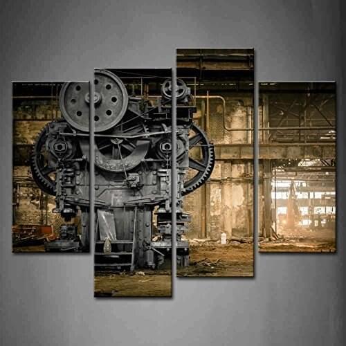 4 Panels Framed Factory machine Painting Canvas Wall Art Picture Home Decoration Living Room Canvas Print Modern Painting