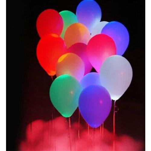 5x Light Up Balloon LED Blink Mixed Color White Helium Float Party Decoration
