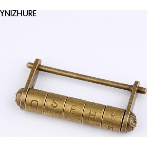 78*36mm Alloy Zine Vintage Antique Chinese Old Style Jewelry Chest Box Code Lock English alphabet password lock