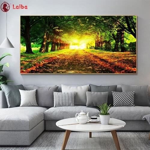 Diamond embroidery Road Tree Sun Rays Landscape diamond painting cross stitch 5d full square round drill 5d puzzles
