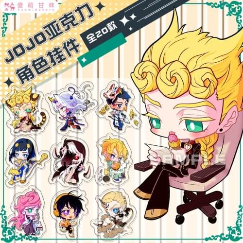 Anime JoJos Bizarre Adventure Golden Wind Cosplay Giorno Giovanna Bruno Bucciarati Acrylic Keychain Keyring Ornaments 6cm