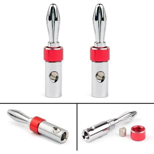 Areyourshop Solderless Banana Plug Rhodium-plated Speaker Cable Audio Connector Red Black 2/8PCS Wholesale Connector Jack Plug