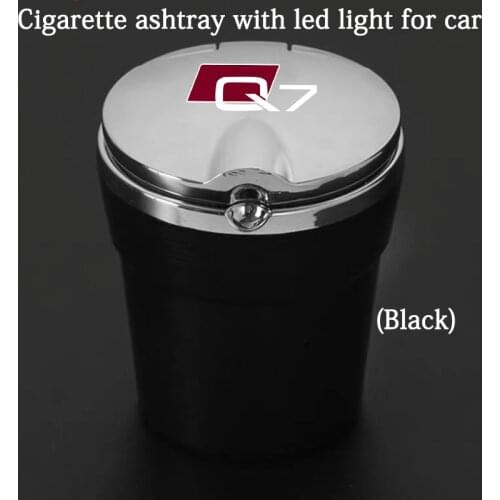 Car Ashtray With Blue LED Light Metal Liner Car LOGO styling Accessorie for Audi Q7 2012 2019 2020 accessories