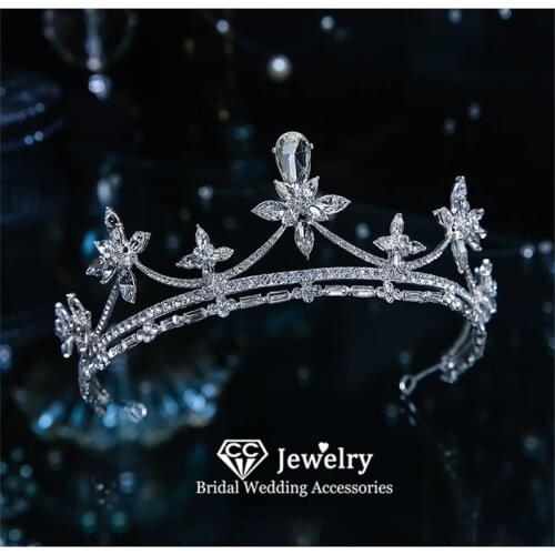 CC Tiaras and Crowns Wedding Accessories for Women Engagement Hair Ornaments Bridesmaids Headdress Luxury Jewelry Hairbands QS07