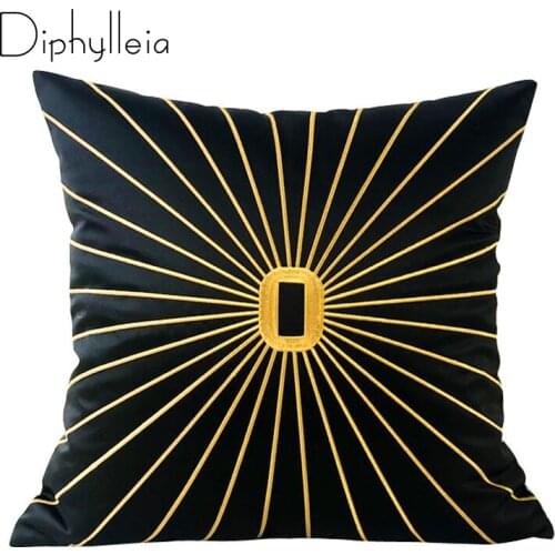 Diphylleia Modern simple light luxury Black Pillow case Living Room Shinny Star Gold embroidery sofa cushion cover 45x45cm