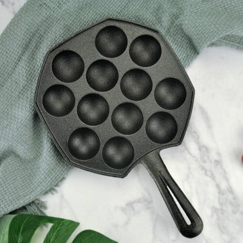 Hole Cast Iron Uncoated Nonstick Octopus Ball Takoyaki Maker Meatball Mold Cake Baking Pan Bakeware Tool BBQ Plate Cooking Pot