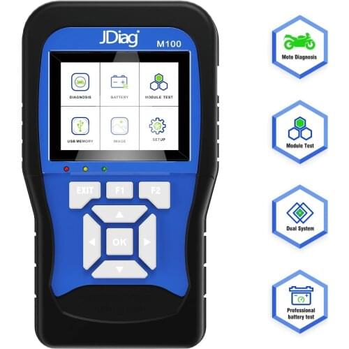 JDiag M100 Motorcycle Diagnostic Tool for k-awasaki y-amaha s-uzuki etc Motorbike Scanner Motor Scan Battery Tester