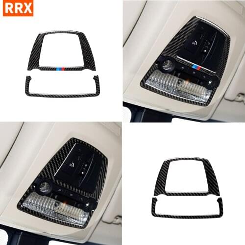 For BMW 5 series F10 F07 GT F25 X3 F26 X4 2011-2017 Carbon Overhead Console Panel Reading Light Frame Sticker Car Accessories