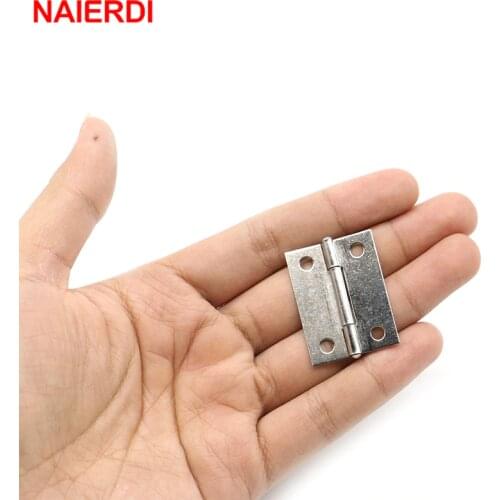NAIERDI 10pcs Door Hinge 1.5Inch Stainless Steel Mini Drawer Jewelry Box Silver Cabinet Hinges For Decoration Furniture Hardware