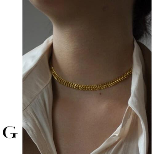 GHIDBK Street Style Stainless Steel Wide Chain Necklaces for Women Minimalist Statement Chokers 2020 Fashion Ins Collar Necklace