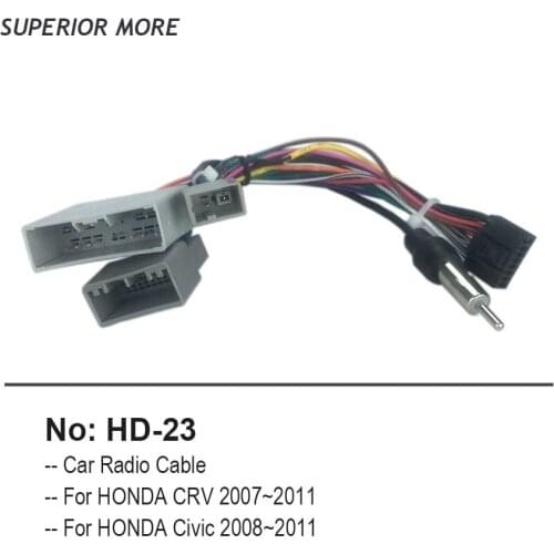 Car Radio Cable Adapter for HONDA CRV Civic 2007~2011 Wiring Harness Navi Android Audio Media Player Power Connector Socket