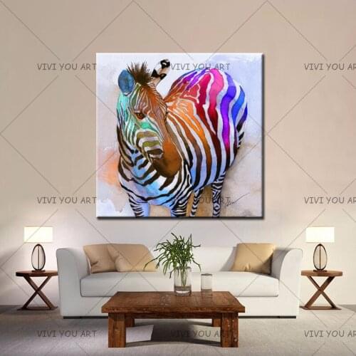 Hot Sell Frameless Handmade Oil Painting On Canvas Animal Zebra Large Modern Wall Art Picture For Living Room Home Decoration