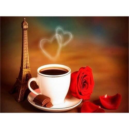 Coffee Cup Pre-Printed 11CT Cross-Stitch DIY Embroidery Full Kit DMC Threads Handmade Craft Sewing Handiwork Stamped Package