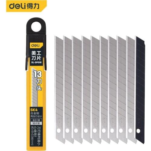 Deli 10 Pcs Office Supplies Utility Knife Refill Blades Alloy Steel SK5 Replaceable Blades Cutting Blades For Utility Knife