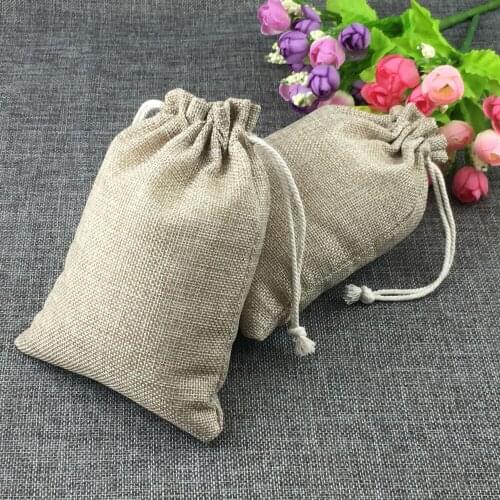 Multi size bag Vintage brown handmade Jute Sacks Drawstring gift bags for jewelry/wedding/christmas Packaging Linen pouch Bags