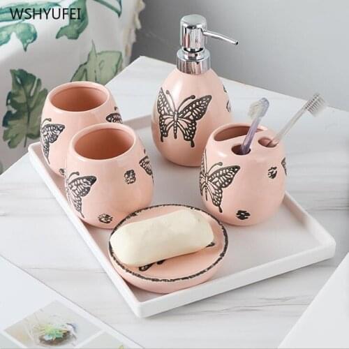 Ceramic Bathroom Accessories Set Mouthwash Cup Soap Toothbrush Holder Washing Tools Milk Bottle Melamine Tray Household Supplies
