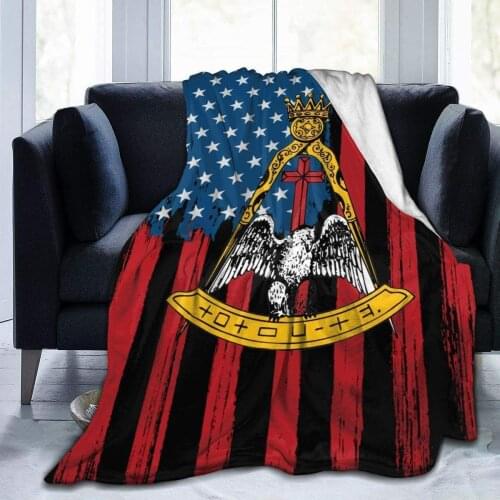 18th Degree Knight Rose Croix Jewel Throw Blanket for Couch All Seasons Suitable Fuzzy Bed Blankets Printed