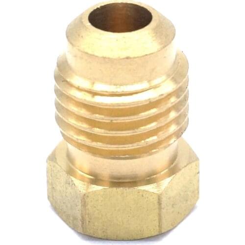 SAE Thread 7/16"-20 UNF Fit Tube OD 1/4" End Plug Brass SAE 45 Degree Pipe Fitting Adapter