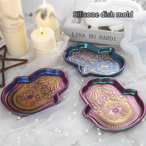 DIY Resin Hand Palm Dish Plate Storage Tray Silicone Mold of Fatima GodS Eye Crystal Epoxy Crafts Handmade Jewelry Tools