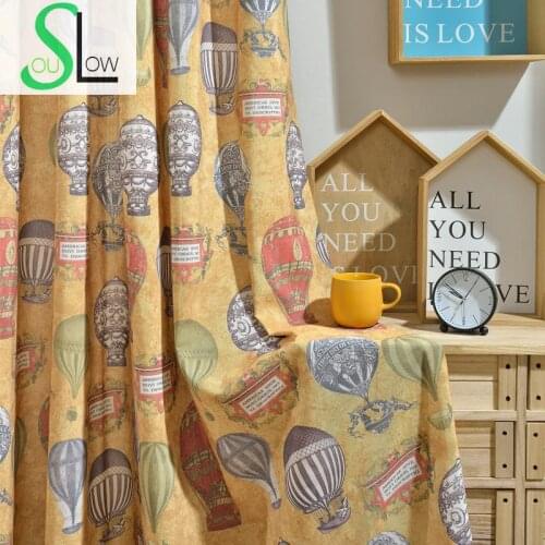 Slow Soul Blue Balloon Orange Modern Simple Curtains Fabrics Kids Tulle For Children Living Room Kitchen Cartoon And Bedroom