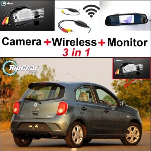 3 in1 Special Camera + Wireless Receiver + Mirror Monitor Easy DIY Back Up Parking System For Renault Pulse