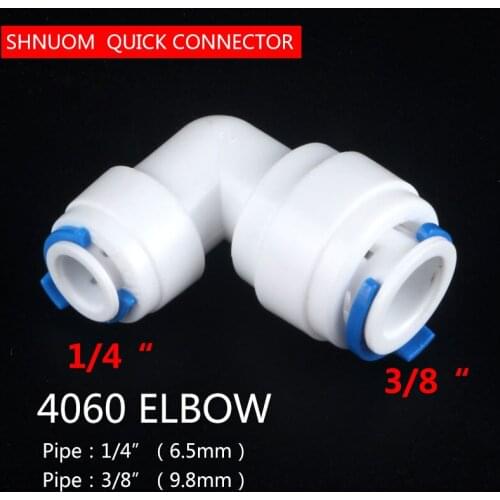 1/4" Tube - 3/8" OD Tube PE Pipe Fitting Hose Elbow 6040 internal diameter 6.5MM-9.5MM Quick Connector Aquarium RO Water Filter