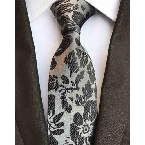 Unique Pattern 8cm Men Woven Ties Black Gray Floral Necktie Gravata for Wedding