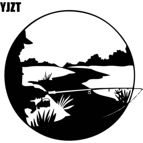 YJZT 15.5cm*15.5cm GO FISHING Fun Vinyl Car-styling Car Window Sticker Decals Black Silver Accessories C11-0217
