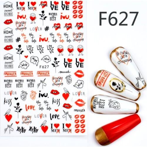 1pcs 3D Nail Stickers love Self Adhesive Sexy Designs Women Slider Decals for Nail Art Decorations Manicure Tips
