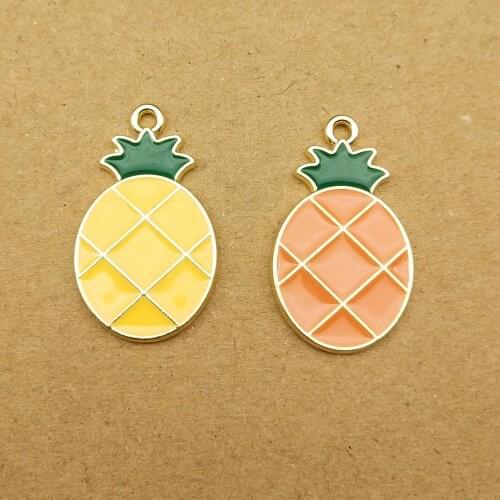 10pcs 15x26mm enamel pineapple charm for jewelry making fashion earring pendant bracelet necklace charms diy design charms