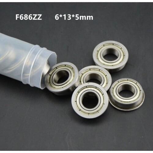 100pcs F686ZZ Flanged bearings F686 F686-2Z 6*13*5 miniature shielded flange deep groove ball bearing 6x13x5 mm