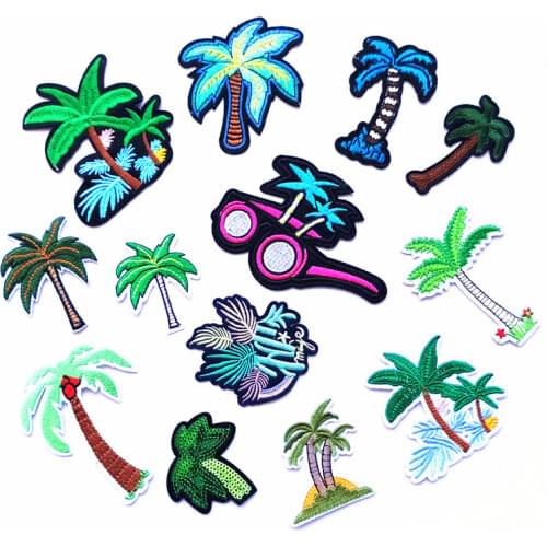 100pcs/lot Sequin Coconut Leaf Glasses Embroidery Patch Clothing Decoration Sewing Accessory Craft Diy Iron Heat Applique