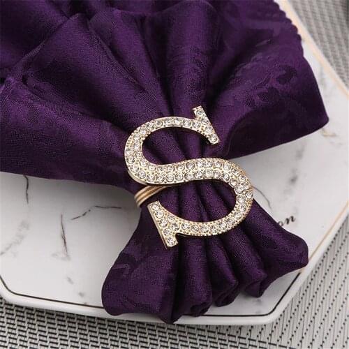 12 / PCS new diamond metal letter napkin ring napkin ring Napkin ring Restaurant Hotel Home Accessories spot free shipping