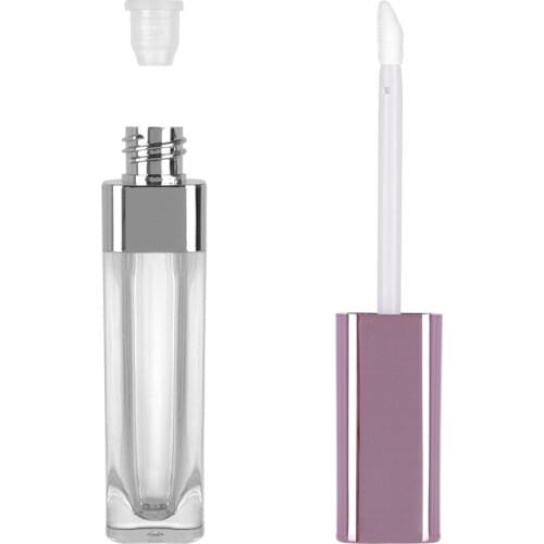5ML Square Empty Lipgloss Containers Tubes Plastic Purple Lid Lip Gloss Balm Tubes Applicators Vial Bottle Funnel Lipgloss Tubes