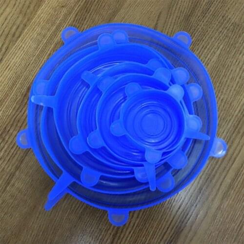 6pcs Silicone Cover Stretch Lids Reusable Airtight Food Wrap Keeping Fresh Food Packaging Sealing Cap Kitchen Cooking Gadgets