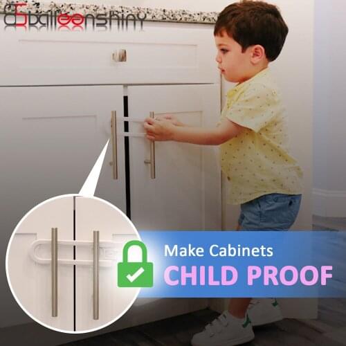 BalleenShiny 5PCS Child Safety Sliding Cabinet Locks Baby Proof Knobs Handles & Doors U Shape Sliding Safety Latch Lock for Baby